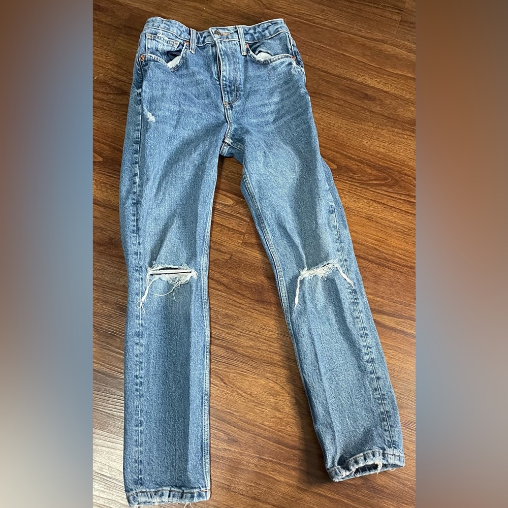 Distressed Blue Denim Jeans